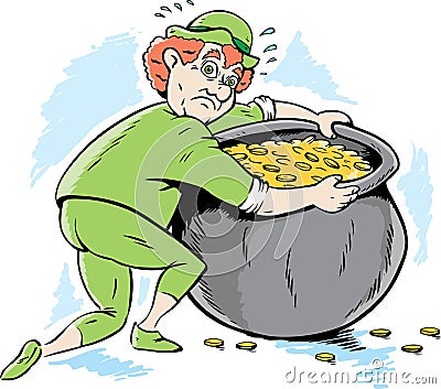 Leprechaun protecting his gold Vector Illustration