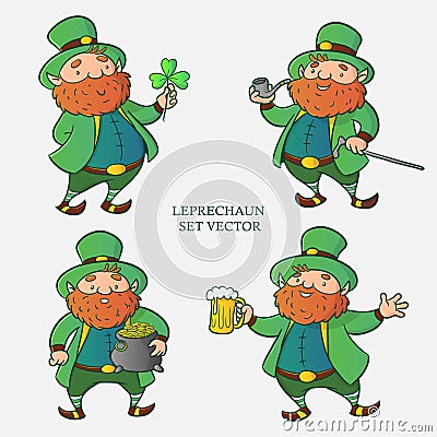 Leprechaun set vector Vector Illustration