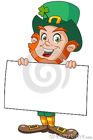 Leprechaun with sign Vector Illustration