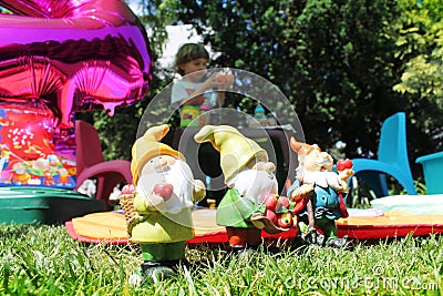 Leprechauns in a garden Stock Photo