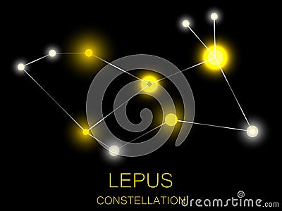 Lepus constellation. Bright yellow stars in the night sky. A cluster of stars in deep space, the universe. Vector illustration Vector Illustration