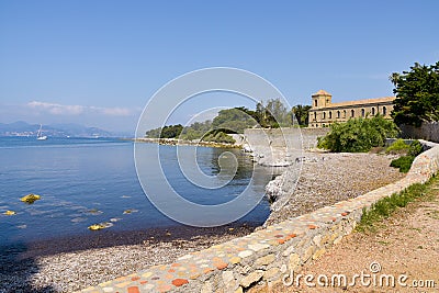 Lerins Abbey in Saint-Honorat island, France Stock Photo