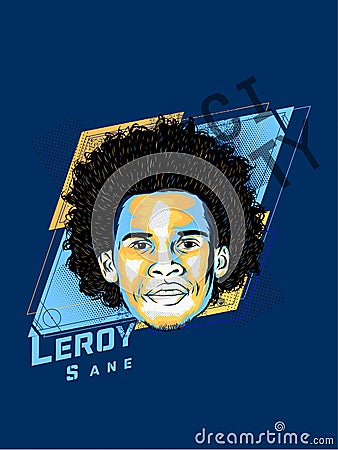 German footballer Leroy Sane digital art Vector Illustration