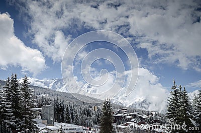 Les arcs french alps ski resort and mountains in france Stock Photo
