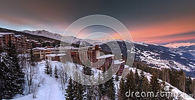 Les Arcs sunrise Stock Photo