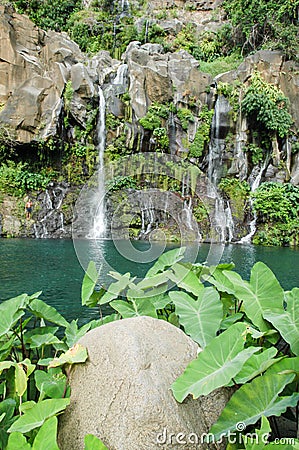 Les Cormorans waterfall on Reunion island, France Stock Photo