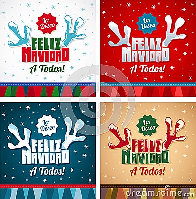 Les deseo Feliz Navidad a todos, I wish Merry Christmas to all spanish text Vector Illustration