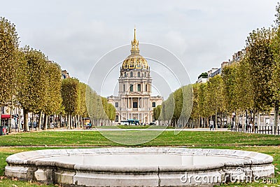 Les Invalides formally The National Residence of the Invalids, a complex of buildings in the 7th arrondissement of Paris, France, Editorial Stock Photo