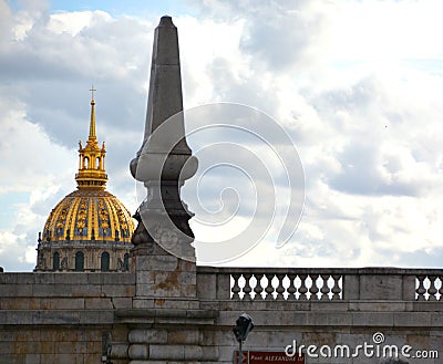 Les Invalides hospital and chapel dome Editorial Stock Photo