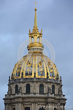 Les Invalides hospital and chapel dome. Editorial Stock Photo