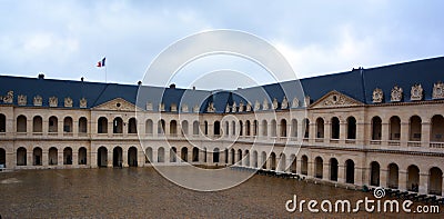 Les Invalides hospital inside courtyard. Editorial Stock Photo