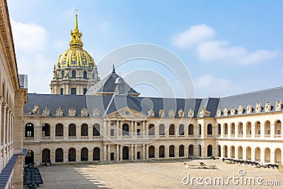 Les Invalides National Residence of the Invalids courtyard, Paris, France Stock Photo