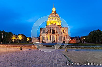 Les Invalides The National Residence of the Invalids at night. Paris, France Stock Photo