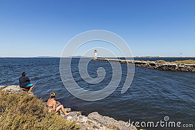 Les Onglous lighthouse, Agde, France Editorial Stock Photo