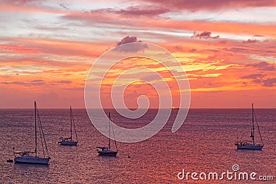 Les Trois-Ilets, Martinique - Sunset in Anse Mitan Stock Photo