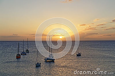 les Trois-Ilets, Martinique - Sunset in Anse Mitan Stock Photo