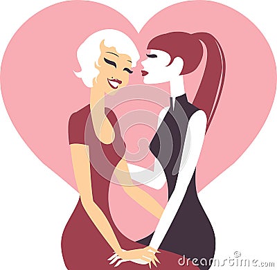 Lesbian couple in love Vector Illustration