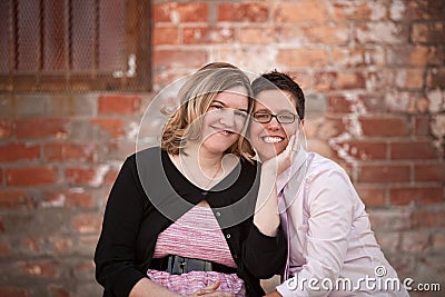 Lesbian Couple Outdoors Stock Photo