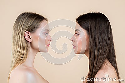 Lesbian LGBT couple woman friendly relationships. Tolerance, natural beauty. Stock Photo