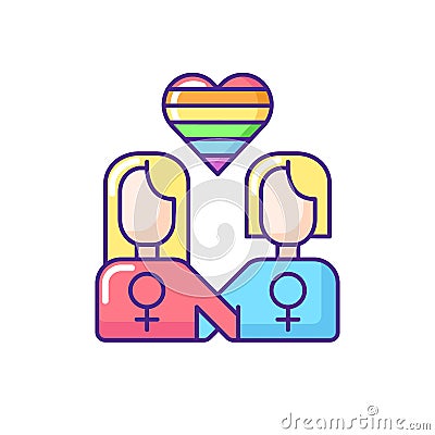 Lesbian relationship logo RGB color icon Vector Illustration