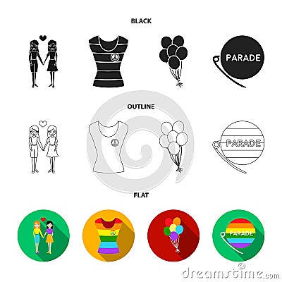 Lesbians, dress, balls, gay parade. Gay set collection icons in black,flat,outline style vector symbol stock Vector Illustration