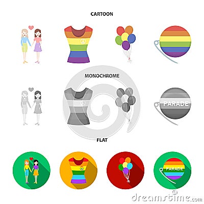 Lesbians, dress, balls, gay parade. Gay set collection icons in cartoon,flat,monochrome style vector symbol stock Vector Illustration