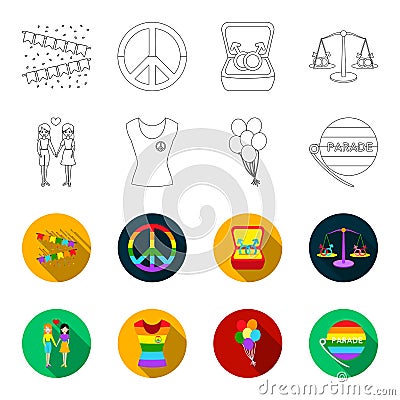 Lesbians, dress, balls, gay parade. Gay set collection icons in outline,flet style vector symbol stock illustration web. Vector Illustration