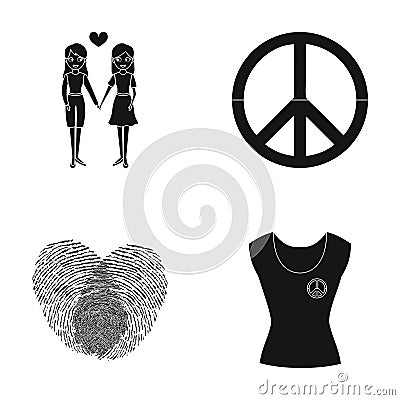 Lesbians, fingerprints, sign, dress.Gayset collection icons in black style vector symbol stock illustration web. Vector Illustration