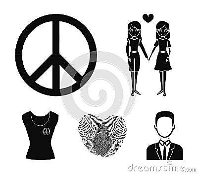 Lesbians, fingerprints, sign, dress.Gayset collection icons in black style vector symbol stock illustration web. Vector Illustration