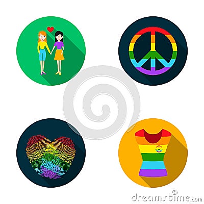 Lesbians, fingerprints, sign, dress.Gayset collection icons in flat style vector symbol stock illustration web. Vector Illustration