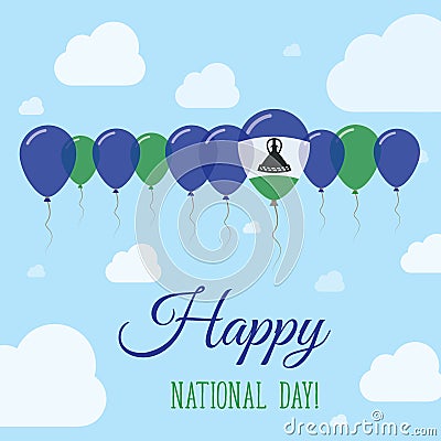 Lesotho National Day Flat Patriotic Poster. Vector Illustration