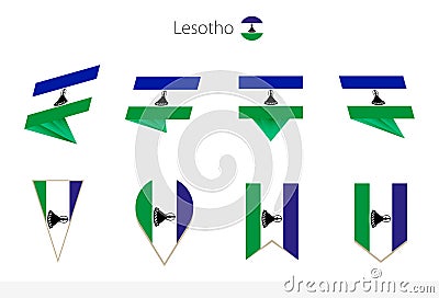 Lesotho national flag collection, eight versions of Lesotho vector flags Vector Illustration