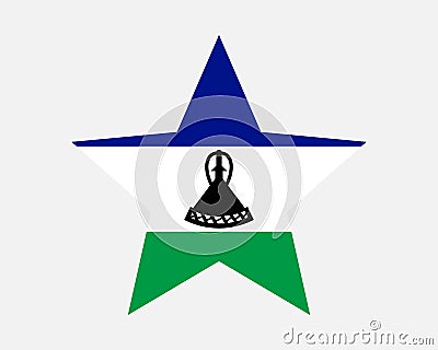Lesotho Star Flag. Kingdom of Lesotho Star Shape Flag. Mosotho Basotho Country National Banner Icon Symbol Vector Vector Illustration