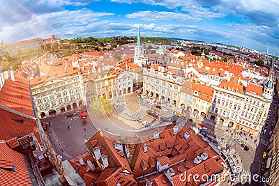 Lesser Town Square from Church of Saint Nicolas. Prague, Czech R Stock Photo