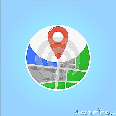 Geolocation icon flat. Vector illustration in flat design on blue background. Vector Illustration