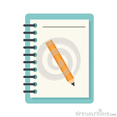 Lesson pencil notebook icon flat isolated vector Vector Illustration