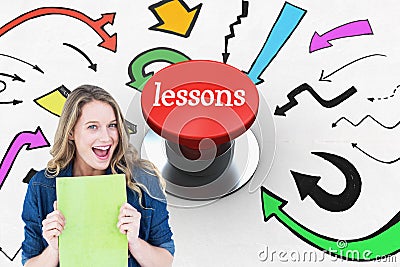 Lessons against digitally generated red push button Stock Photo