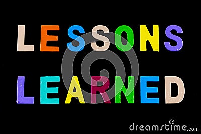 Lessons learned experience knowledge wisdom ambition training success Stock Photo