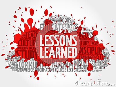 Lessons Learned word cloud Stock Photo