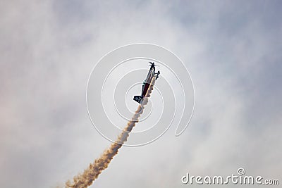 Antidotum Airshow Leszno 2023 and acrobatic shows full of smoke of Ã‰quipe de Voltige on blue Editorial Stock Photo