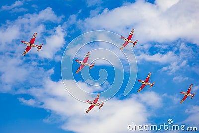 Antidotum Airshow Leszno 2023 and show of flying helicopter and planes alone and in a group Editorial Stock Photo
