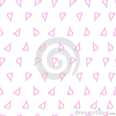 Vector simple pattern with handdrawn hearts Vector Illustration