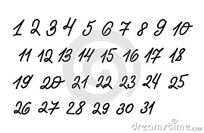 Set of different hand drawn numbers Vector Illustration