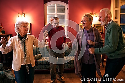Let`s dance, group of senior people dancing and having fun Stock Photo