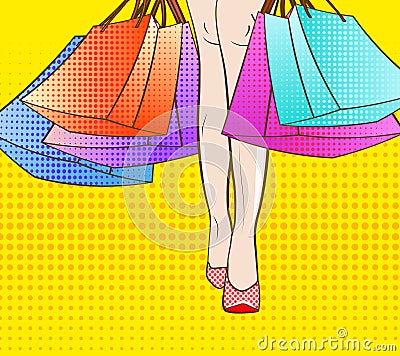 Let's go shopping. Vector illustration eps 10. Pop art style. black friday, seasonal spring summer winter autumn sale Vector Illustration