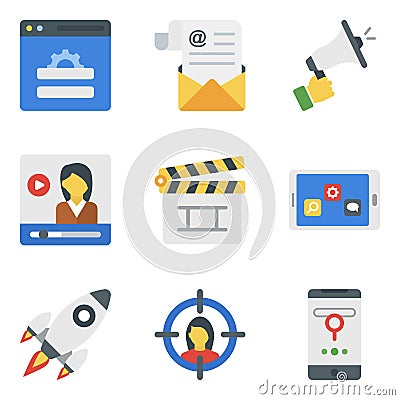 Business Marketing Flat Icons Pack Vector Illustration