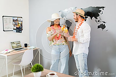 Let`s make a toast to our summer vacation Stock Photo