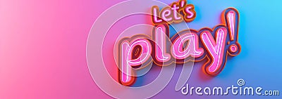 Let's Play Colorful Lettering Cartoon Illustration