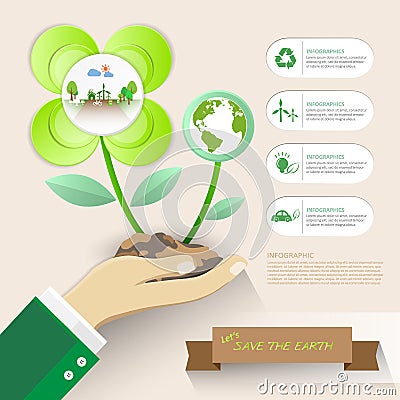 Let's save the Earth, Ecology concept infographics Vector Illustration