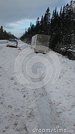 Truck stuck in snow Stock Photo